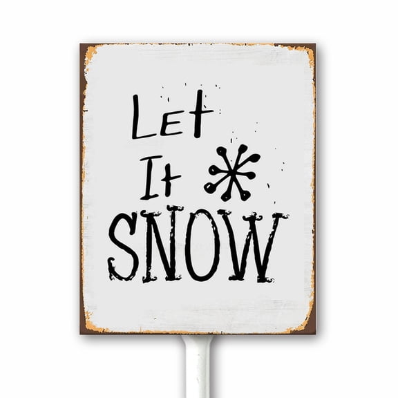 Let it Snow Yard Sign Christmas Winter Holiday Decor Garden Lawn Sign Christmas Outdoor Decor Sign Stake 8 x 12 IN Sturdy Aluminum Sign Rust Free Easy to Install