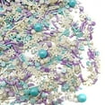 thumbnail image 1 of Let it Sprinkle - 4 Oz Resealable Bag - Winter and Christmas Themed Sprinkle Mix - Features Teal, Purple, and White Jimmies, Teal Pearls, and White Snowflake Quins - Cake and Ice Cream Sprinkles, 1 of 6