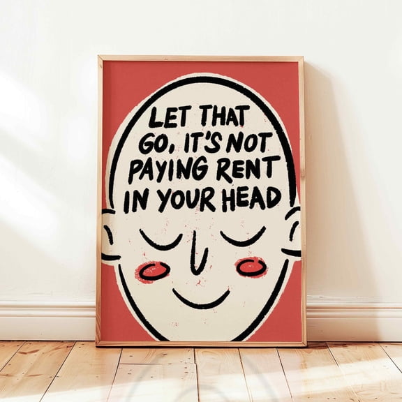 Let That Go Printable, Positive Affirmations Retro Poster, Vintage Inspirational Wall Decor, Poster Only
