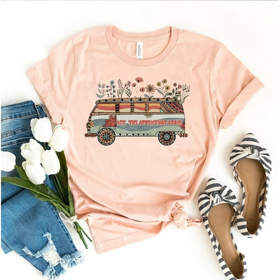 Let The Adventure Begin T-shirt Camping Shirt Matching Friends Gift Mountain Tee Nature Lover Top Hiking Gifts Camper Camp Squad Road Trip