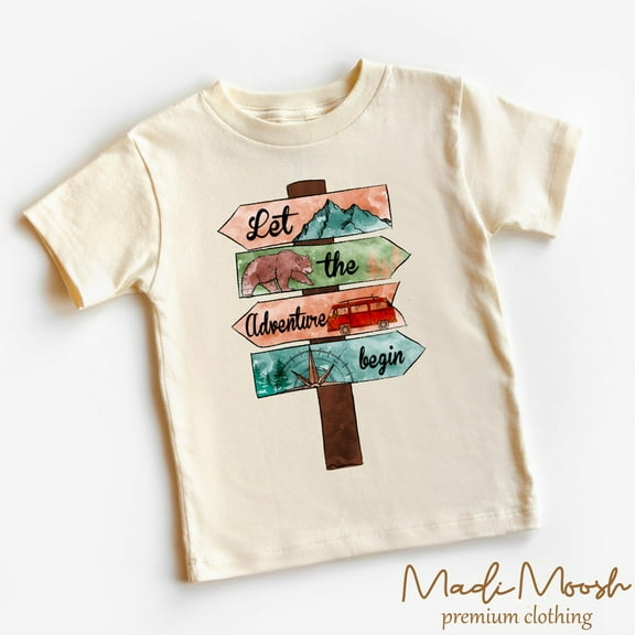 Let The Adventure Begin Toddler Shirt, Hiking Outdoors Adventure Kids Shirt TODDLER SHORT SLEEVE TEE BELLA CANVAS 3001T