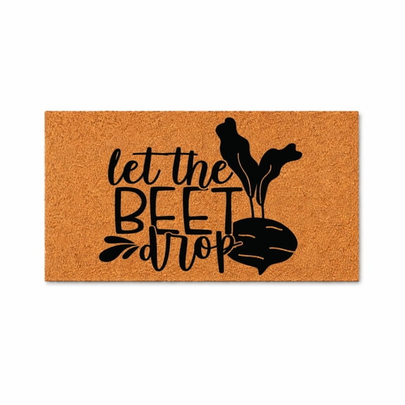 Let The Beet Drop, Beet Graphic Doormat - Brown Coir PVC Outdoor Doormat (16x24 inches)