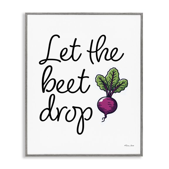 Stupell Industries Let The Beet Drop Gray Framed Giclee Art, design by Susan Ball