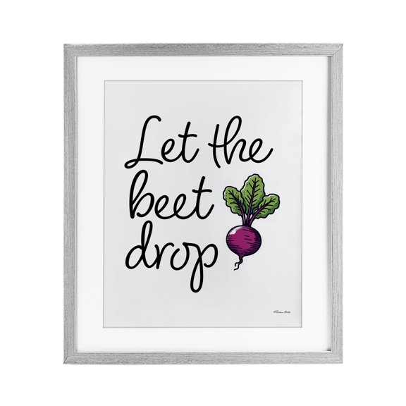 Stupell Industries Let The Beet Drop Gray Framed Print Under Glass, design by Susan Ball