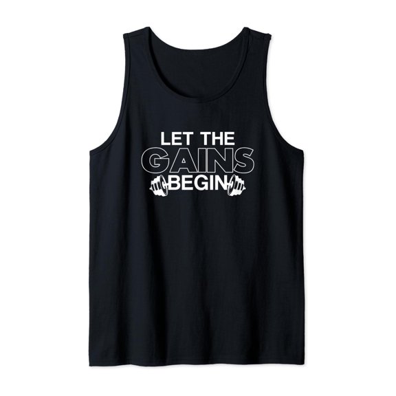Let The Gains Begin Bodybuilder Personal Trainer Tank Top Size S-3XL