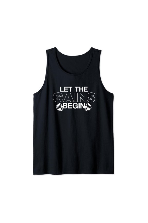 Let The Gains Begin Bodybuilder Personal Trainer Tank Top Size S-3XL