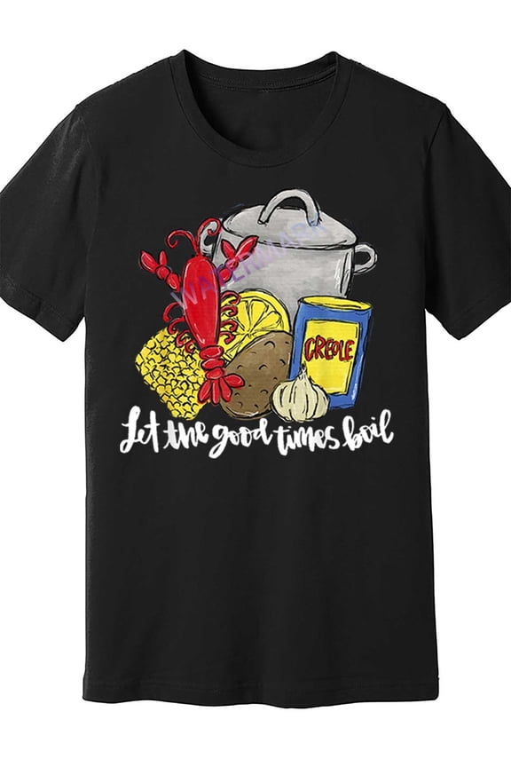 Let The Good Times Boil Funny Crawfish Season Louisiana 492814 funny Men'S Short Sleeve T-shirt black AM