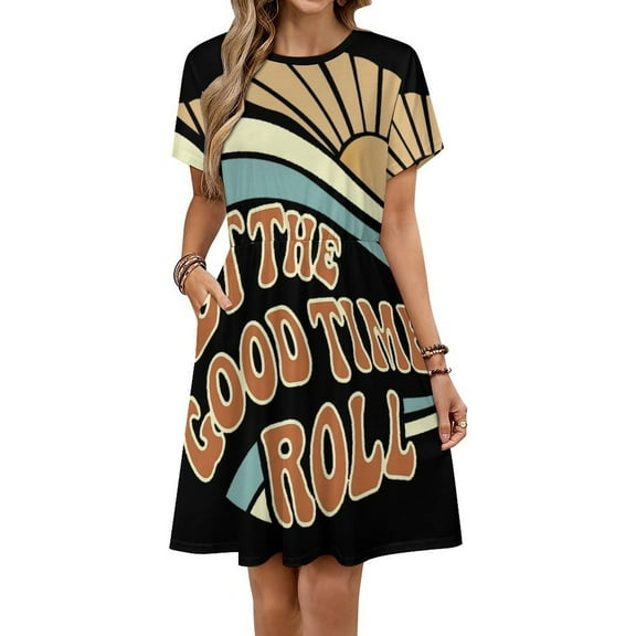 Let The Good Times Roll Women's Dress Short Sleeve Summer Sundress Summer Women Clothes
