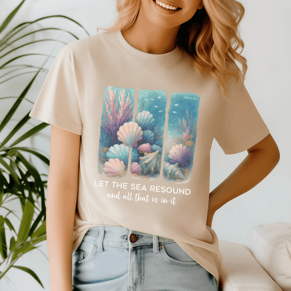 Let The Sea Resound Christian Ocean Bible Verse Shirt, Jesus Shirt, Easter Shirt, Christian Easter TShirt,He Has Rizzen Tee