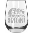 thumbnail image 1 of Let The Shenanigans Begin 2 St Patrick's Day Etched 15.25oz Libbey Stemless Wine Glass, 1 of 1