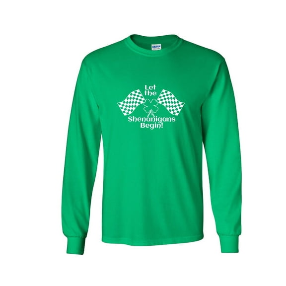 Let The Shenanigans Begin Patricks Day Gift Sarcastic Humor Novelty Men's Long Sleeve Shirts