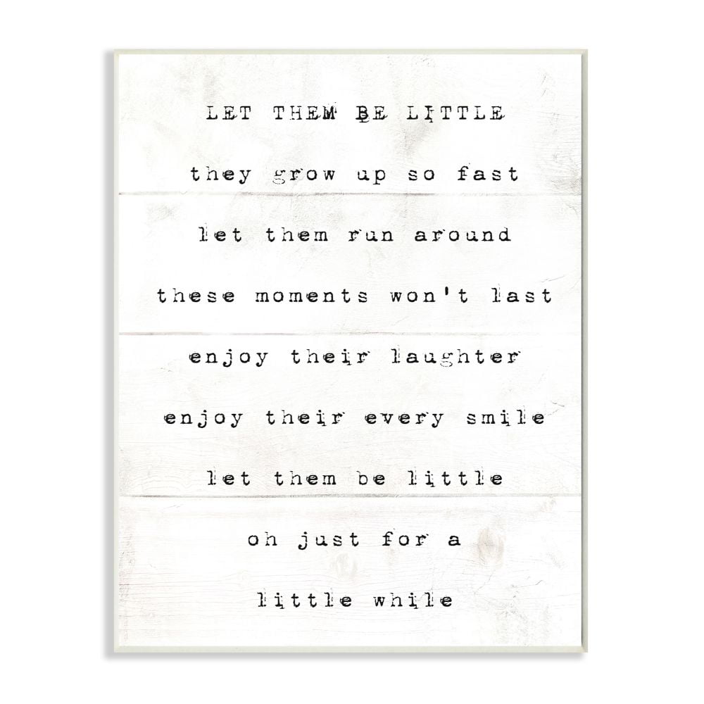 Let Them Be Little Kids Inspirational Word Design Oversized Wall Plaque Art by Daphne Polselli