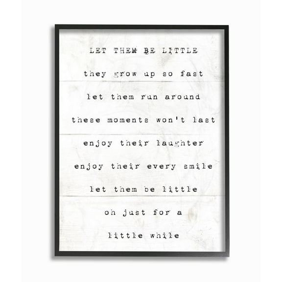 Let Them Be Little Kids Inspirational Word Design XXL Framed Giclee Texturized Art by Daphne Polselli