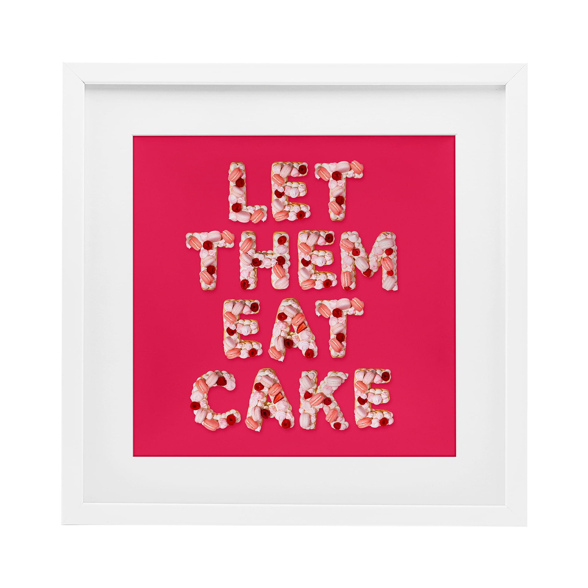 Let Them Eat Cake White Framed Print Under Glass, design by LISH Creative