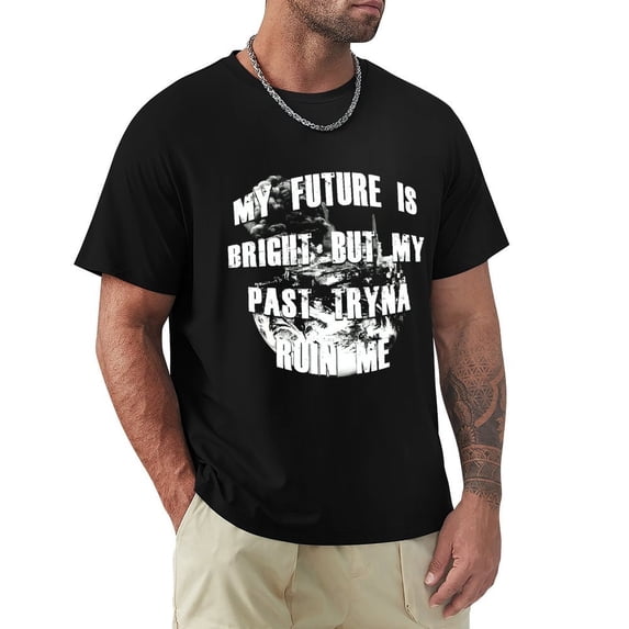 Let Them Men's Cotton HD Print Short Sleeve T-Shirt Crew Neck Top Black S
