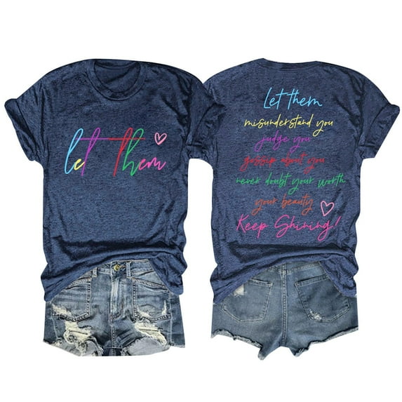 Let Them Misunderstand You Women's Inspirational Letter Print T-Shirt Positive Saying Crewneck Tee Comfortable Casual Top