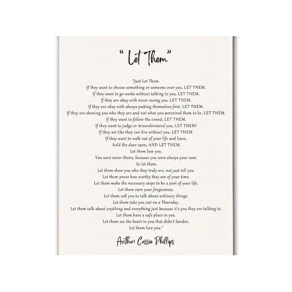Let Them Poem Inspirational Wall Art Poster, Motivational Positive Affirmations Canvas Prints Wall Decor for Home Bedroom Living Room Office