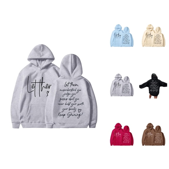 Let Them Sweatshirt Hoodies for Women Fall Winter Long Sleeve Mental Health Hooded Sweatshirt with Pockets Pullover Tops