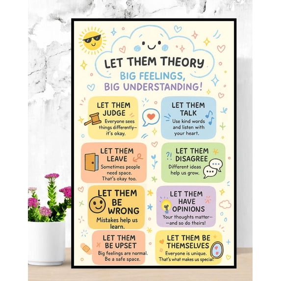 Let Them Theory Poster | Big Feelings, Big Understanding | Classroom Decor, Unframed Paper Poster 8x10in