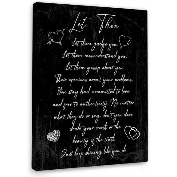 Let Them Wall Decor,Black Positive Affirmation Quotes Wall Ar Canvas Frame Print for Home Office Room Wall Decor