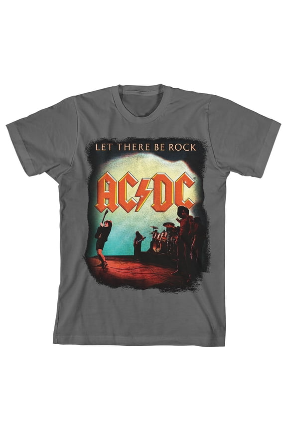 Let There Be Rock ACDC Youth Boy's Charcoal T-shirt-Medium