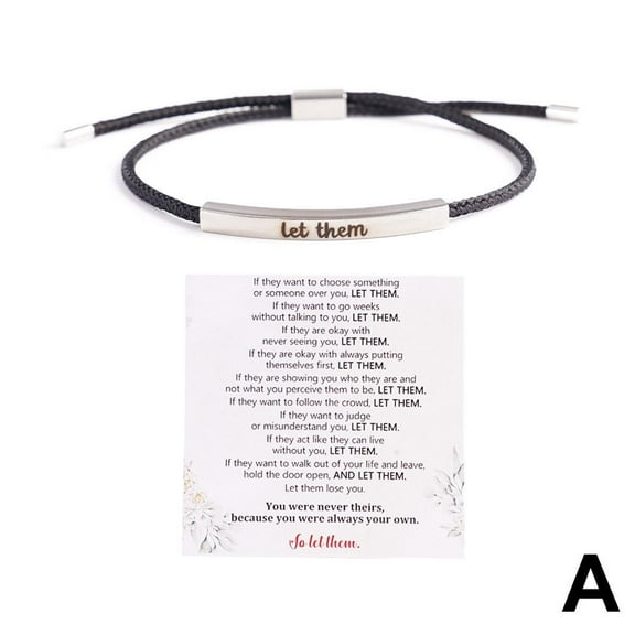 Let Them Tube Bracelet,Adjustable Braided Rope Stainless Steel Let Them Motivational Tube Bracelet,Inspirational Let Him Comfort Birthday Gifts Teen Girls Jewelry Best Friend
