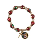 Let Us Adore Him Christmas Rosary Bracelet, 7.5 in Stretchable, Glass Beads, G4364