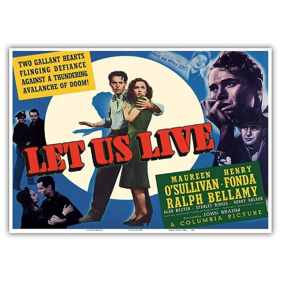 Let Us Live - Starring Maureen O’Sullivan Henry Fonda - Vintage Film Movie Poster c.1939 - Master Art Print 10in x 14in