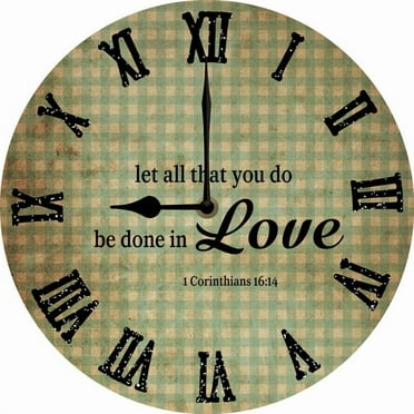 Let All That You Do Be Done In Love Christian Silent Non Ticking Wall Clock Gift for Woman Religious Family Clock 10x10 Inch Battery Operated Inspirational Quote Wall Decor Art