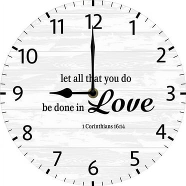 Let All That You Do Be Done In Love Christian Wall Clock Gift For Women Inspirational Religious Gifts For Her Birthday Mom Sister 10 Inch Silent Non-Ticking Clock Battery Operated