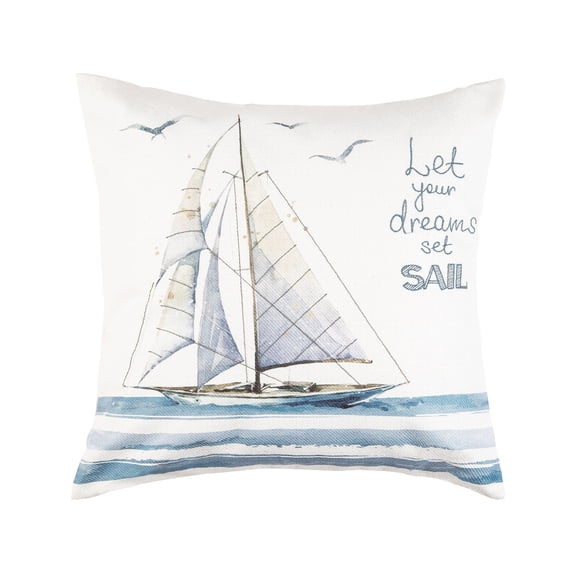 Let Your Dreams Set Sail Embroidered Accent Throw Pillow