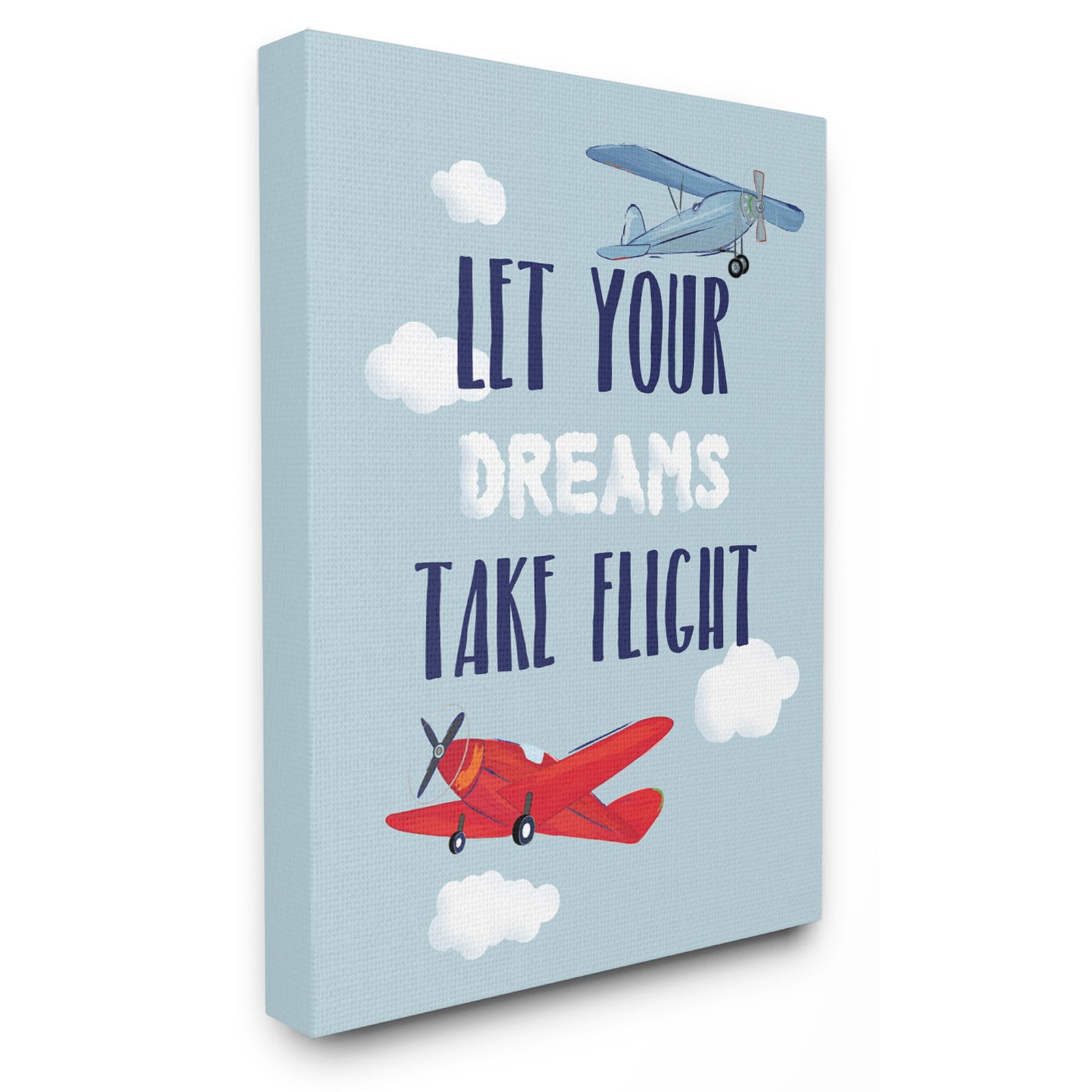 Let Your Dreams Take Flight Airplanes Stretched Canvas Wall Art, 16 x 1.5 x 20