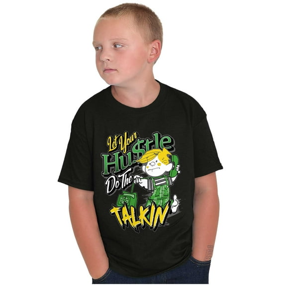 Let Your Hustle Do The Talkin Cartoon Boys Kids T Shirt Tees Tops Teen Brisco Brands L