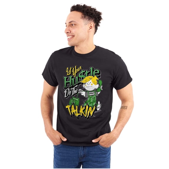 Let Your Hustle Do The Talkin Cartoon Men's Graphic T Shirt Tees Brisco Brands M