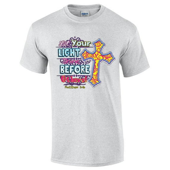 Let Your Light Shine Christian Short Sleeve T-shirt-Lightgrey-Small