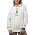 thumbnail image 1 of Let Your Light Shine... Matthew 5:16 with Watercolor Bulb & Flowers Art Merch Gift, White Hooded Sweatshirt or Hoodie, Small, 1 of 5