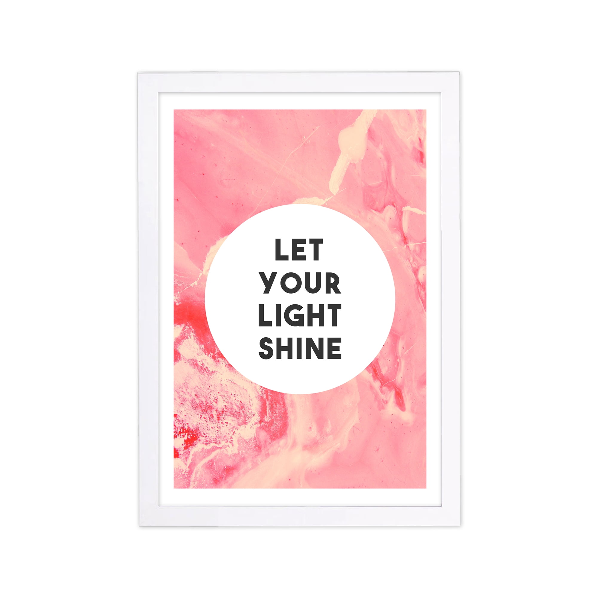 Let Your Light Shine Pink' Beauty Quotes and Sayings 13" x 1.00" Framed Painting Art Print, by Wynwood Studio
