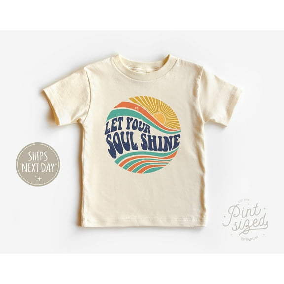 Let Your Soul Shine Toddler Shirt, Retro Sunshine Kids Shirt, Cute Summer Toddler Tee TODDLER SHORT SLEEVE TEE BELLA CANVAS 3001T