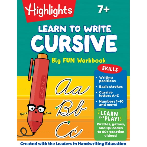 Learn to Write Cursive Big Fun Workbook: 110-Page Cursive Handwriting Workbook, Step-By-Step Instructions for Cursive Wr, (Paperback)