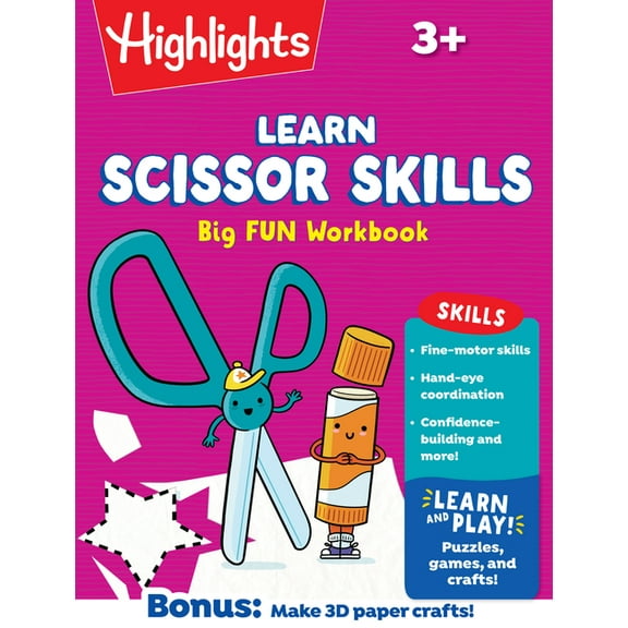 Learn Scissor Skills Big Fun Workbook: Practice Scissor Skills, Cutting and Pasting, Shapes and More, Preschool Cutting , (Paperback)