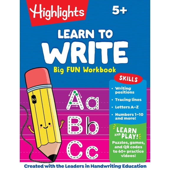 Learn to Write Big Fun Workbook: 112-Page Handwriting Practice Book for Kids 5-7, Learn How to Write with Puzzles, Traci, (Paperback)