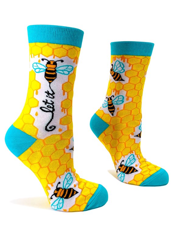 Let it Bee Novelty Crew Socks for Women