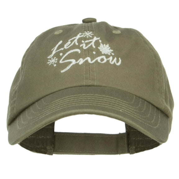 Let it Snow Embroidered Pet Spun Cap - Olive OSFM