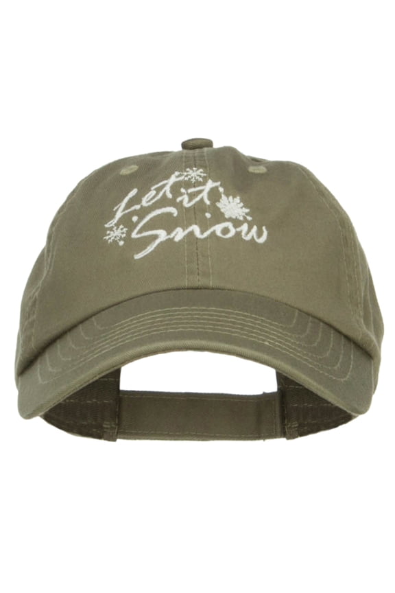 Let it Snow Embroidered Pet Spun Cap - Olive OSFM