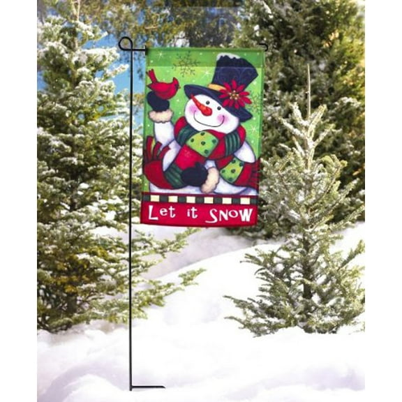 Let it Snow Festive Snowman Decorative Holiday Flag - By Ganz (No Stand)