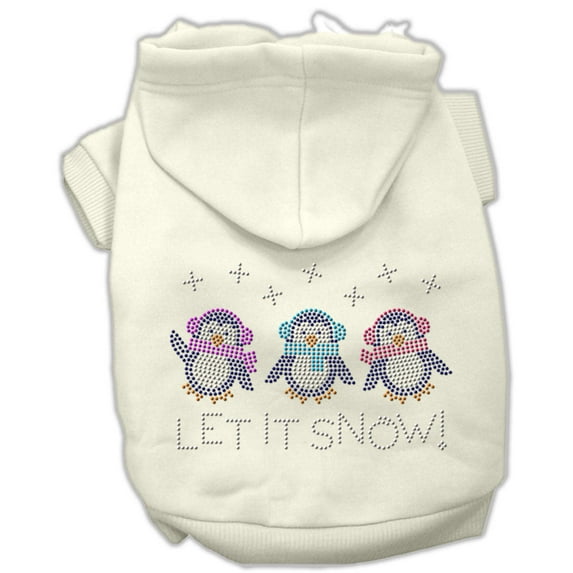 Dog Supplies Let It Snow Penguins Rhinestone Hoodie Cream Xs (8)