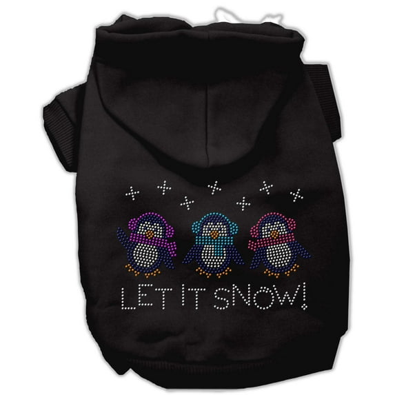 Christmas Pet Dog Cat Hoodie Rhinestone, "Let It Snow Penguins"