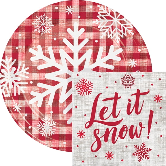 Let it Snow Plates and Napkins Kit, Serves 16