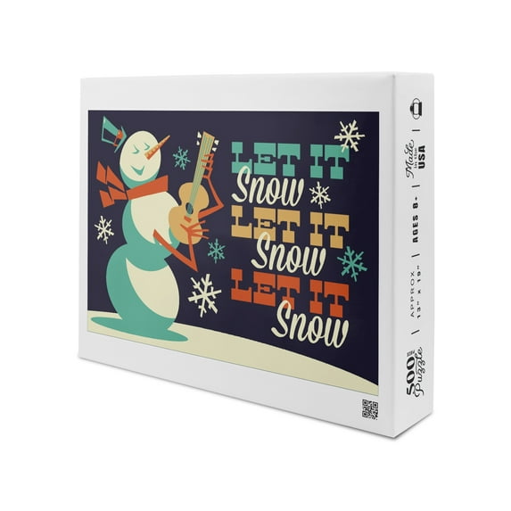 Let it Snow Snowman, Retro Christmas (19x27 inches, Premium 500 Piece Jigsaw Puzzle for Adults and Family, Made in USA)