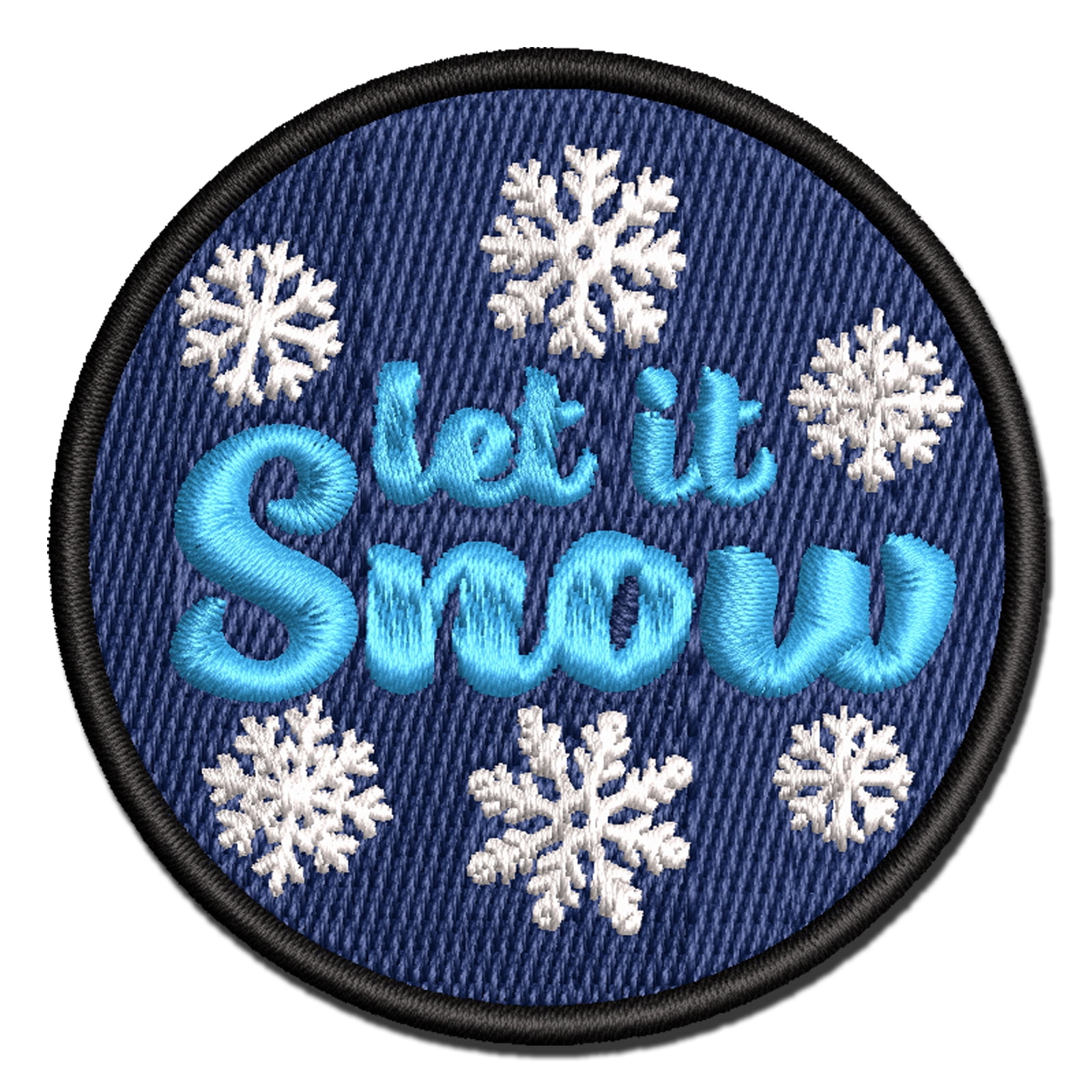 Let it Snow Winter Applique Multi-Color Embroidered Hook & Loop Patch - 3.5 Inch Large